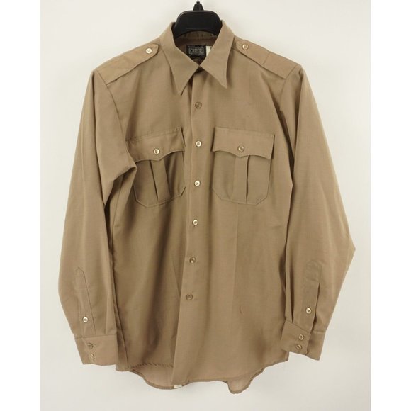 Vintage 1960s American Union Work Shirt Wool Blend Men's Large Long Sleeve Brown - Picture 1 of 14